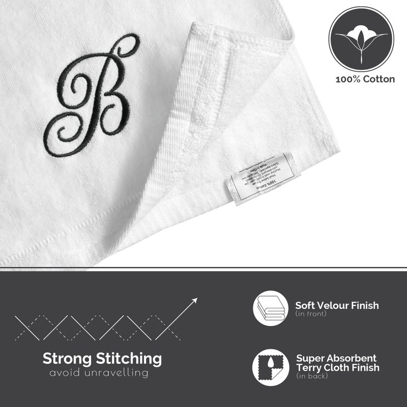 Creative Scents Monogrammed Towels Fingertip  Personalized Gift  11 x 18 Inches - Set of 2- Black Embroidered Towel - Extra Absorbent 100% Cotton- Soft Velour Finish - For Bathroom/ Kitchen/ Spa- Initial C (White) - Image 4